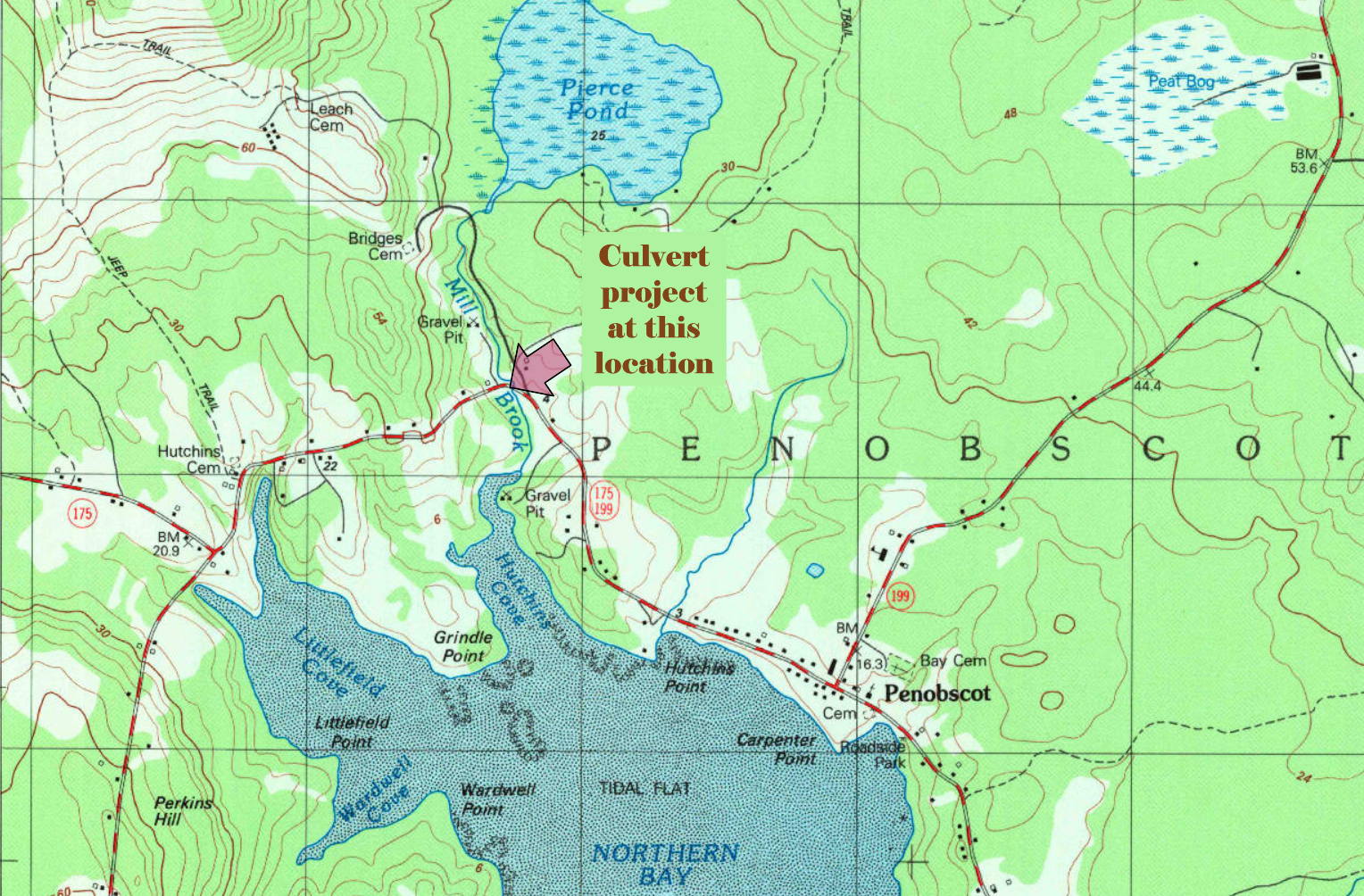 USGS map of Mill Brook location USGS Topo map of area